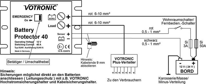 Actual product image Votronic 3075 Battery Protector 40A 12V battery monitor overvoltage protection