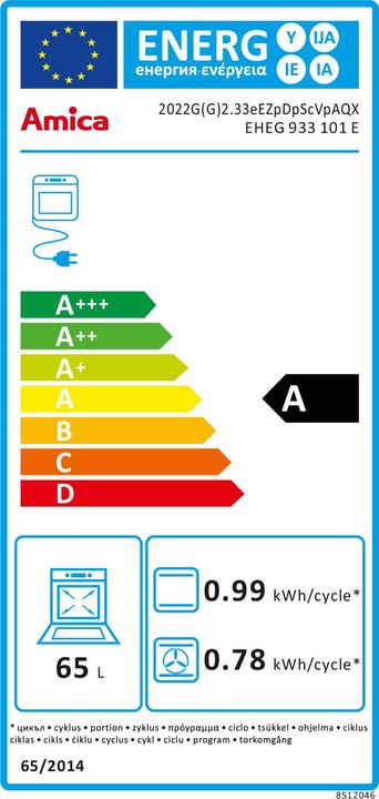Energielabel Amica pannenset met gaskookplaat met 4 pitten (wit geëmailleerd, OptiGas-Dsen) EHEG 933 101 E Nutzv