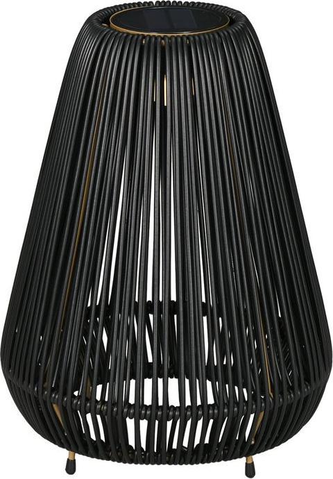 Actual product image Swisshandel24 Rattan solar light, waterproof path light with light sensor, automatic LED garden lamp, black (IP44)
