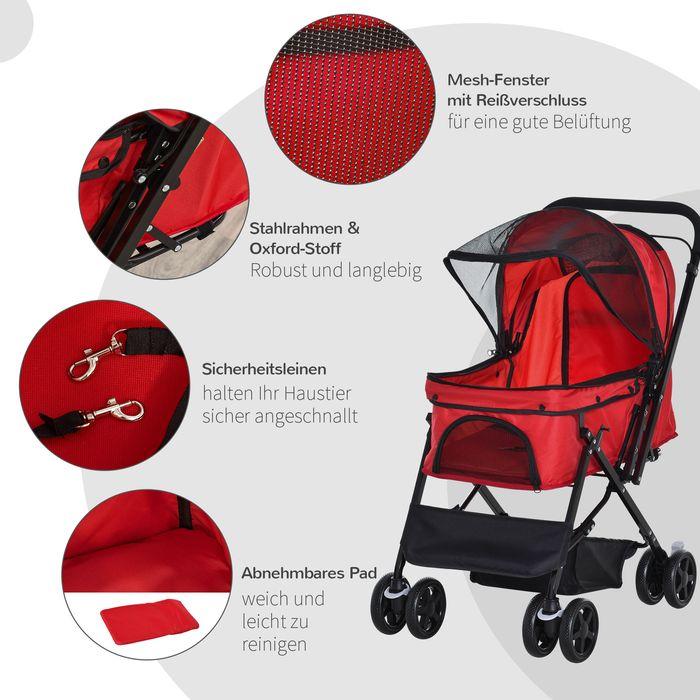 Image du produit Swisshandel24 Poussette pour chien poussette pour chien poussette pour petits chiens et chats poussette pour (Chat, Chien, Pliable)