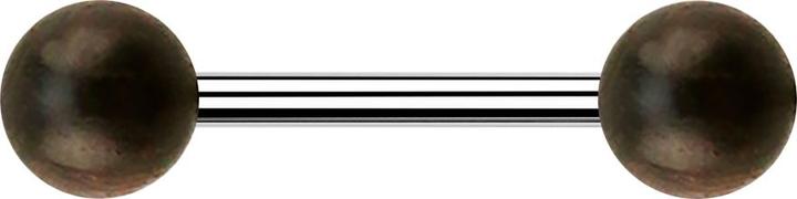 Actual product image Star Piercing Barbell silver with two balls made of sono wood (without brass, Surgical steel 316L)