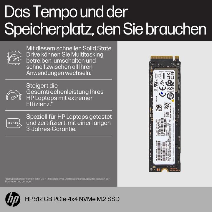 Immagine prodotto HP PCIe-4x4, NVMe, M.2, Unità a stato solido, EURO (512 GB, M.2 2280)