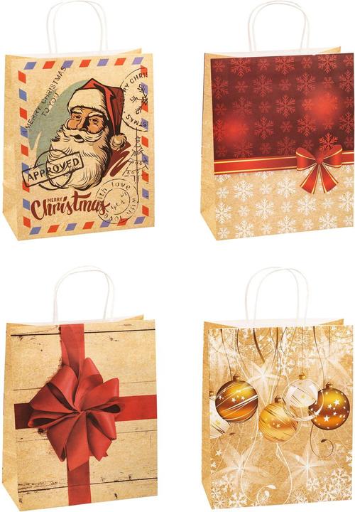 Produktbild Tsi Geschenktüten Weihnachten Serie 4, 4 verschiedene Motive, gross, B 260 x T 135 x H 320 mm, 100... (Geschenktüte, 12 x)