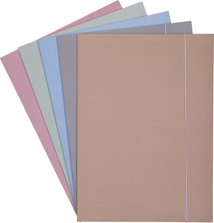 Office Products Mappe mit Gummiband, Pastell Soft Touch, Karton/Lack, A4, 320g/m2, 3-lagig, Mix Farb (A4, 1 x)