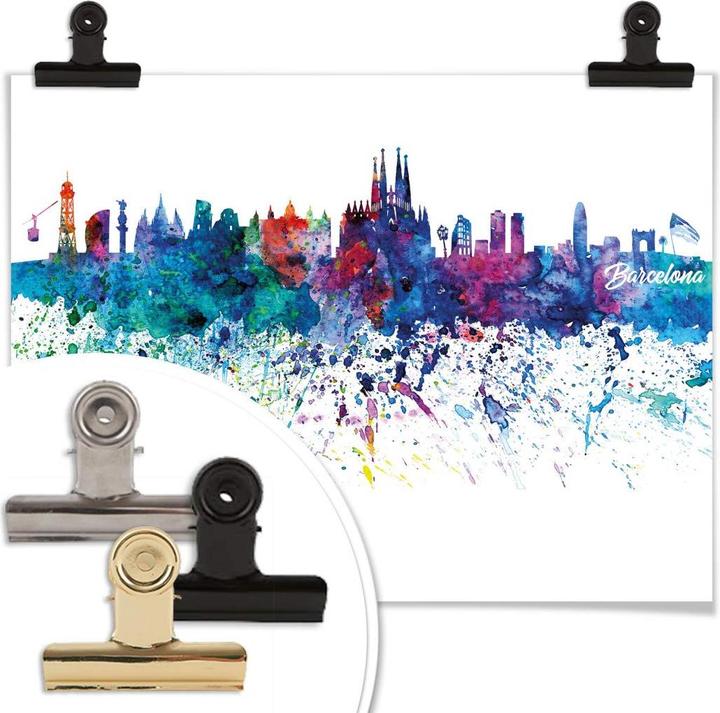 Produktbild Trenddeko Barcelona Aquarell Skyline (60 x 50 cm)