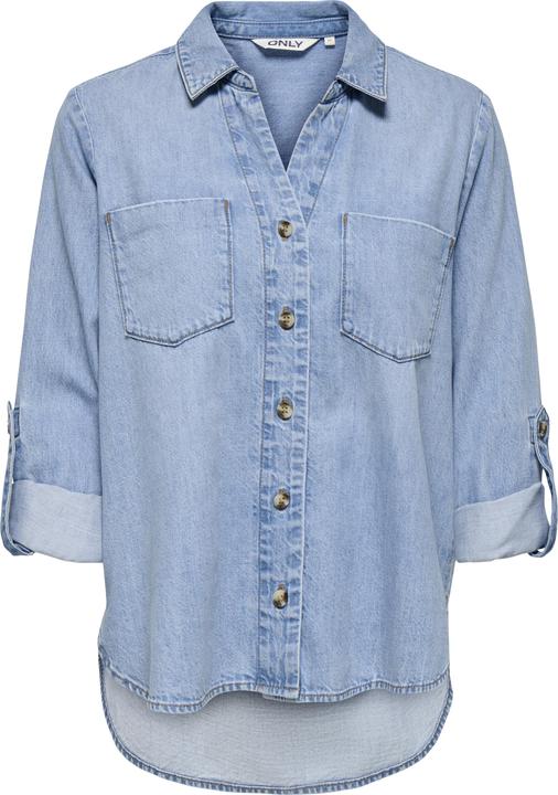 Produktbild Only Normal geschnitten Hemdkragen Umgeschlagene Ärmelbündchen Jeanshemd Jeanshemd (S)