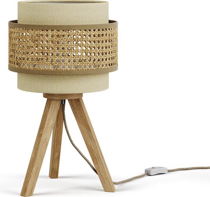 Produktbild Vicco Tischlampe Morten, Rattan/Creme, 26 x 45 cm mit Standfuss (E27)