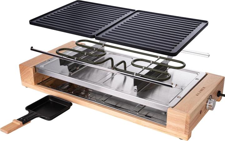 Produktbild KLAMER Raclette 8 Personen 1500W Raclette Grill mit Holzgestell