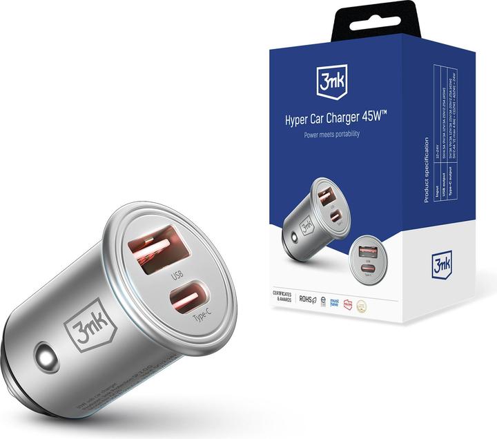 3MK HyperCar Charger 45W Ładowarka samochodowa 1xUSB-A + 1xUSB-C