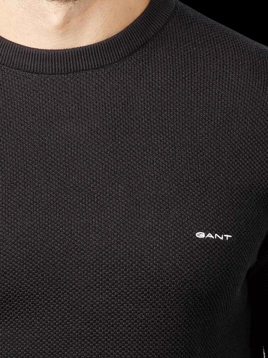 Produktbild GANT Cotton Pique Pullover Crew Neck Black (S, L, 3XL)