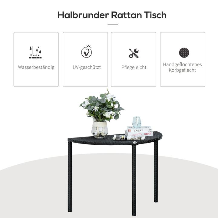 Image du produit Outsunny Rotin Table de balcon semi-circulaire (50 cm)