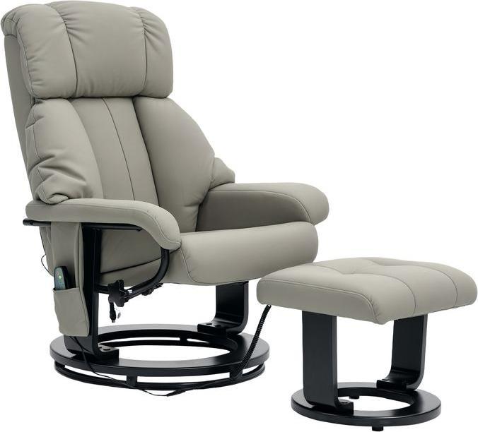 Swisshandel24 Relaxsessel mit Fusshocker, Massagesessel mit Liegefunktion Fernbedienung Grau