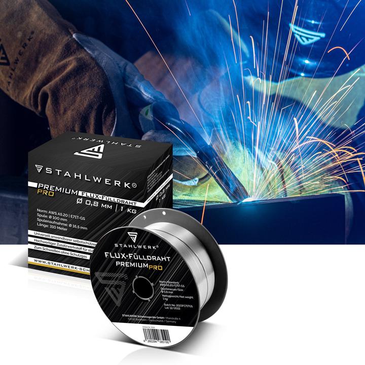 Actual product image Stahlwerk Flux-cored wire MIG/MAG Ø 0.8 mm E71T-GS 1kg wire reel S100/ D100 set of 3
