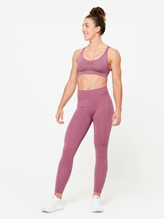 Produktbild Domyos Sportleggings Damen hoher Taillenbund Push-up - lila (S)