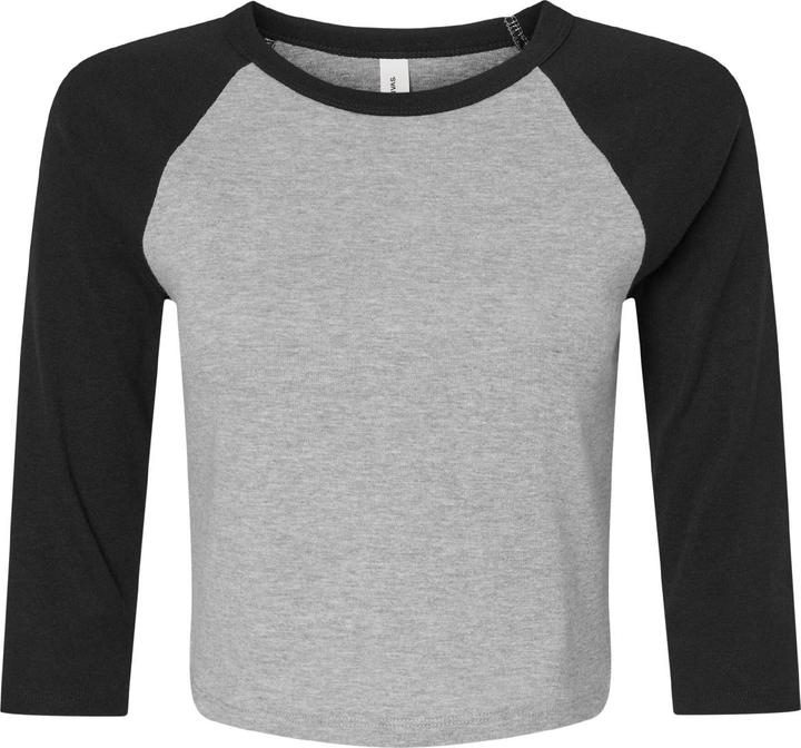 Actual product image Bella Canvas Womens/Ladies Heather Raglan 3/4 Sleeve Crop Top (XL)