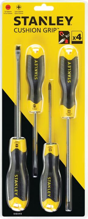 Image du produit Stanley Jeu de tournevis CushionGrip 4 pièces Fente, Phillips (Vis fendues, Recouvrement cruciforme Phillipps (PH))