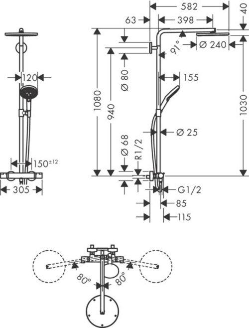 Immagine prodotto hansgrohe Raindance Select S Showerpipe 240 (ottica oro lucido)