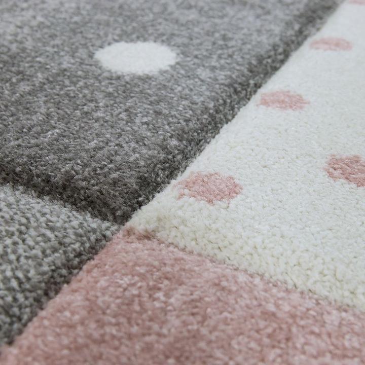Produktbild Paco Home Teppich Kinderzimmer Regenbogen Rutschfest Grau-Beige (120 x 120 cm)