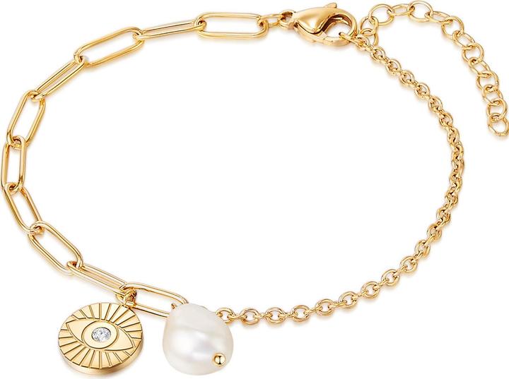 Valero Pearls Damen Edelstahl Preciosa Süsswasser-Zuchtperle Gelbgold 17,0 cm Grundlänge + 3,0 cm (17 cm, Edelstahl)
