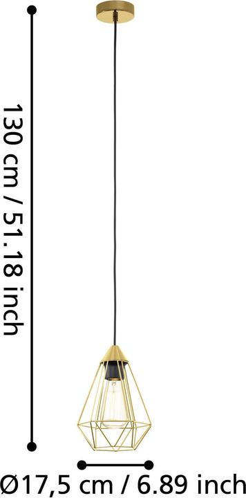Produktbild EGLO Pendelleuchte TARBES 1x E27 Messing-gebürstet (E27, 0 lm)