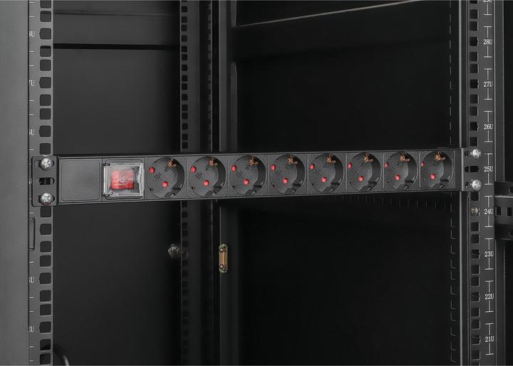 Actual product image Intellinet 19" 8-way socket strip / PDU, protective contact, 1 U