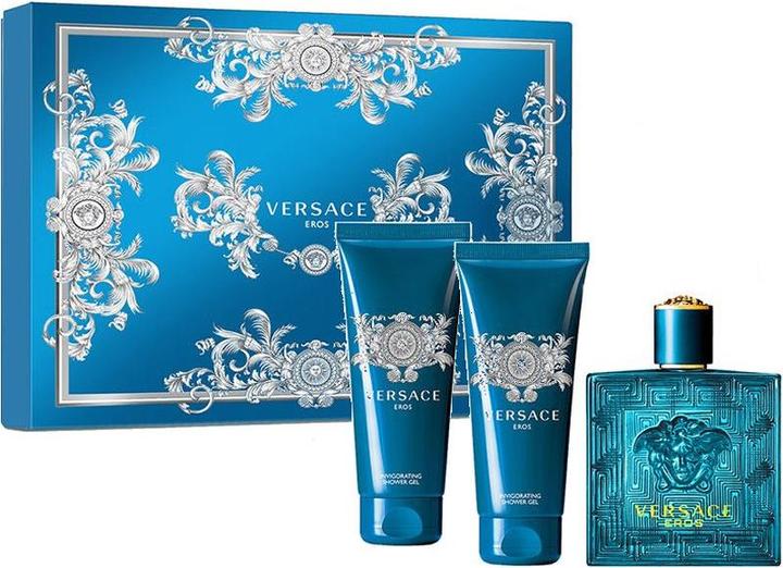 Versace Eros Profumo, Gel Doccia & Balsamo Dopobarba Set (Set per la cura del corpo, Set profumo)