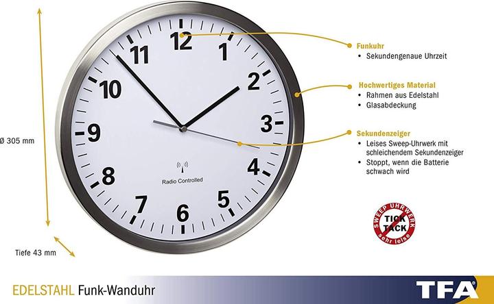 Produktbild TFA Funk-Wanduhr (30.50 cm)
