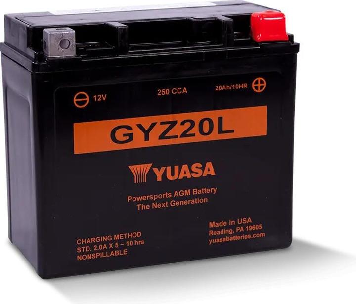 Actual product image Yuasa GYZ20L AGM motorbike battery 20Ah 12V YTX20L-BS (DIN 82000) (12 V, 20 Ah)
