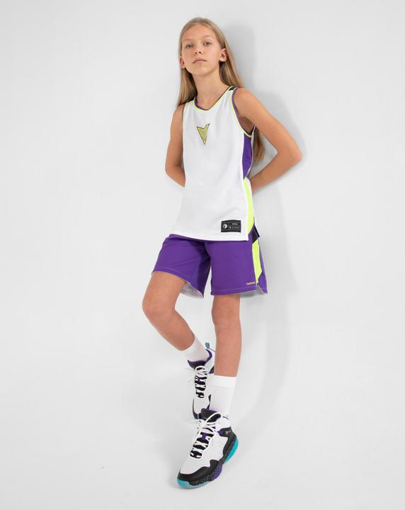 Produktbild Tarmak Kids' Intermediate Basketball Shoes SS500H - White/Black/Purple (33)