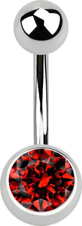 Actual product image Star Piercing Banana silver with ball and ball crystal red (Surgical steel 316L, without brass)