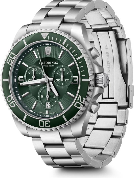 Produktbild Victorinox Maverick Chrono 43, GRN dial, GRY SST br (Chronograph, 43 mm)