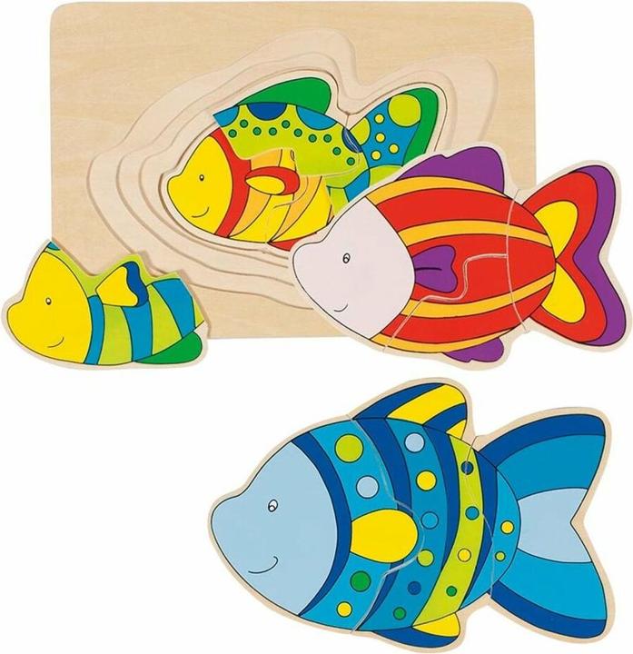Actual product image Goki 3-layer wooden puzzle fish (11 pieces)