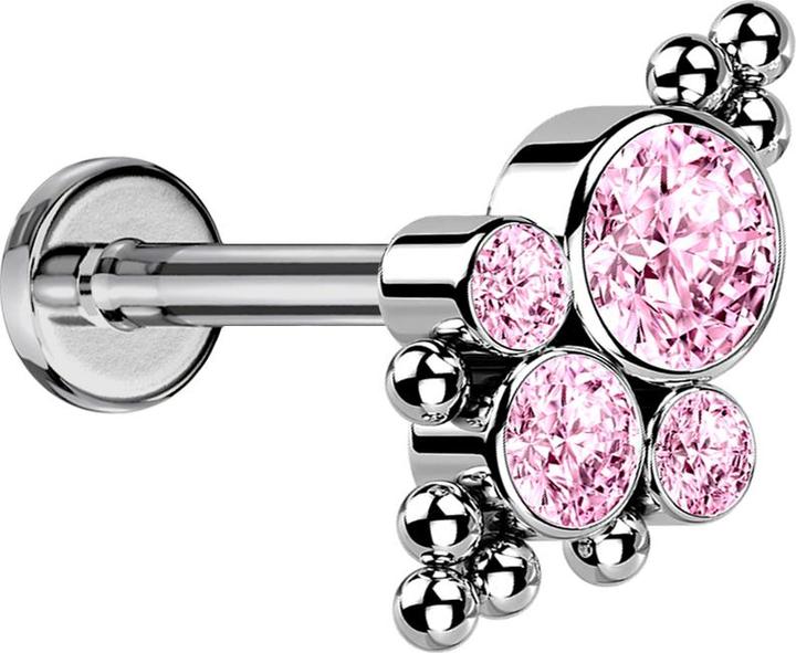 Produktbild Star Piercing Ohrstecker silber Quadrat Kristalle silber (ohne MessingTitan G23, Chirurgenstahl 316L)