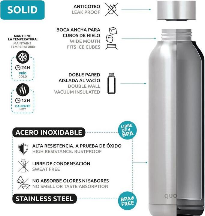 Immagine prodotto Quokka Bottiglia termica Solid 630ml Jet Black (0.63 l)