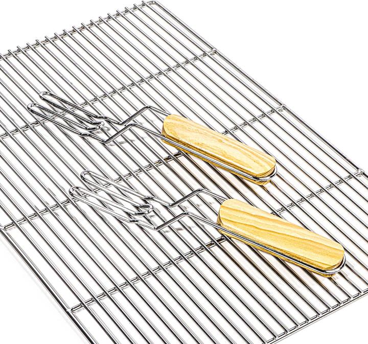 Immagine prodotto Wiltec BBQ Grillrost Eckig 67x40cm Edelstahl Grillgitter Handgriffe Gasgrill Kugelgrill