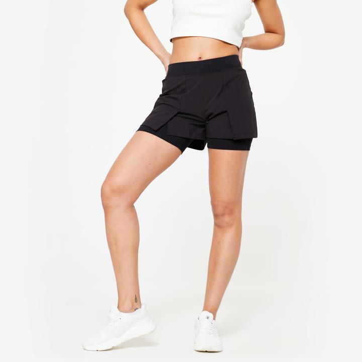 Produktbild Domyos Shorts mit Untershorts 2-in-1 Damen - 500 schwarz (S)