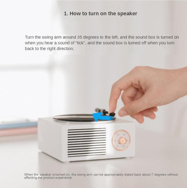 Image du produit PhoneLook Enceinte vintage Bluetooth vinyle rétro tourne-disque (Manuel)