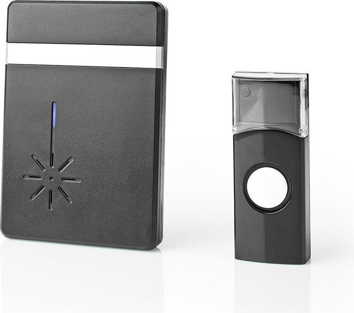 Actual product image Nedis Wireless Doorbell Set Battery Powered 3 V DC 1x CR2032 Volume: 80 dB Signal Range: 300 m IP44