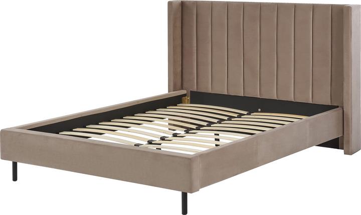 Produktbild Beliani Polsterbett Samtstoff taupe Lattenrost 140 x 200 cm VILLETTE (140 x 200 cm)