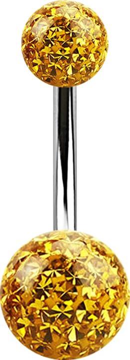 Actual product image Star Piercing Banana silver with two crystal balls topaz epoxy protective layer (without brass, Surgical steel 316L)