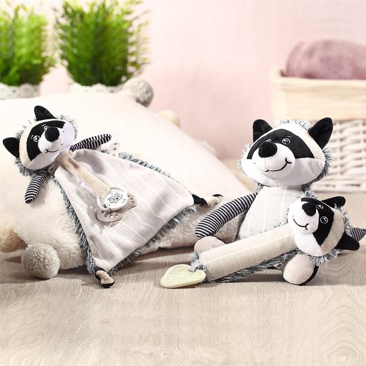 Produktbild Babyono Kuscheltier - Nickerchen mit Schnullerhalter, RACOON ROCKY, 747