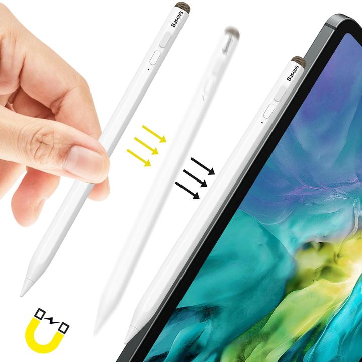 Actual product image Baseus Smooth Writing Stylus with LED Indicators (Active+Passive version) White (Including: Universal Type-