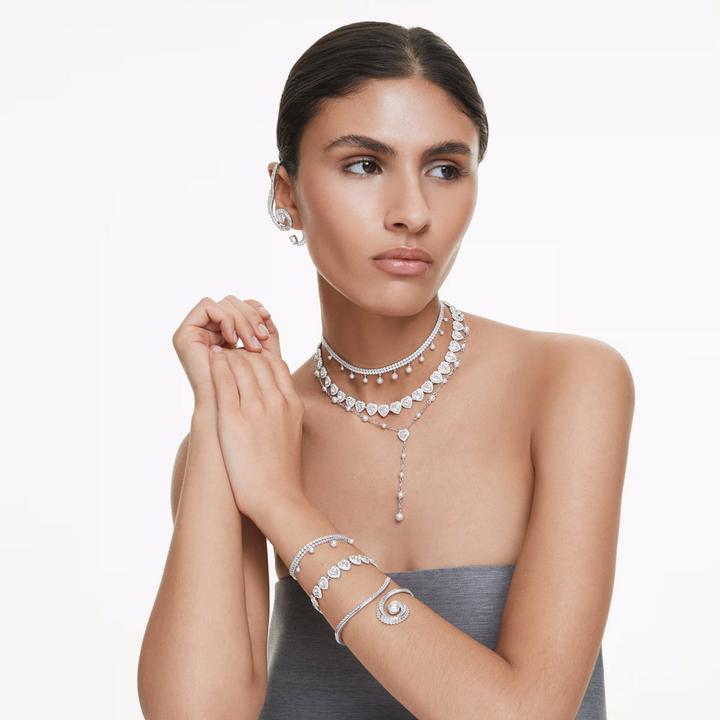 Produktbild Swarovski x Ariana Grande Armband Kristallperle Rundschliff Weiss Rhodiniert (24 cm, Swarovski Metall)