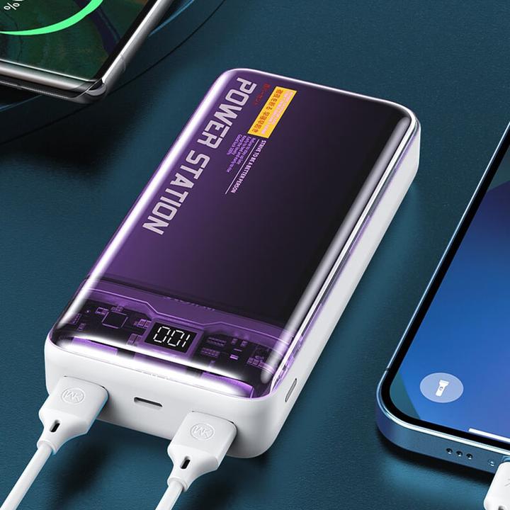 Actual product image Wekome WP-351 Vanguard-Serie – Powerbank 20000 mAh PD 20 W + QC 22,5 W (Lila / Transparent) (20000 mAh)
