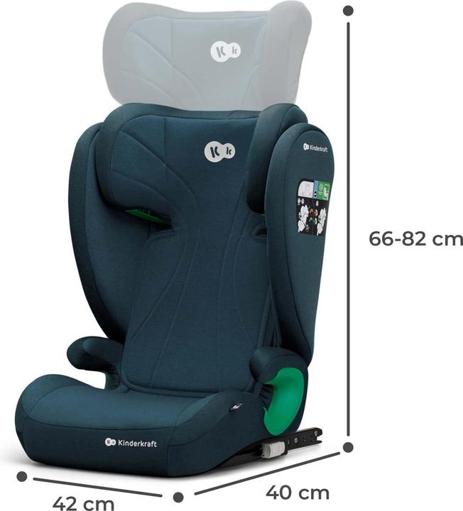 Actual product image KinderKraft Junior Fix 2 I-Size Harbor Blue (Child seat, ECE R129/i-Size Standard)