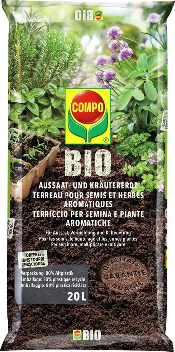 Compo BIO Terreau pour semis et herbes aromatiques (20 l, Sol sans tourbe)