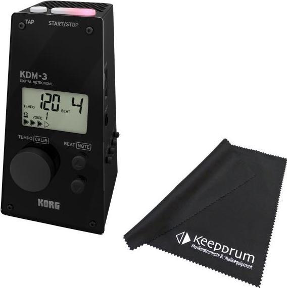 Produktbild Korg Metronom KDM-3 Taktgeber Digital mit 19 Taktarten Schwarz mit Tuch