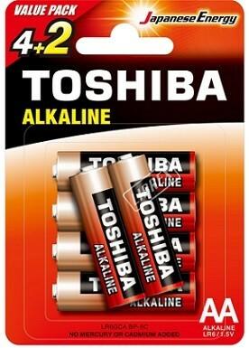 Actual product image Toshiba Batteries RED ALKALINE LR6GCA BP-6C LR6 PROMOPACK 4+2