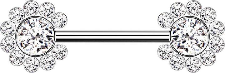 Actual product image Star Piercing Threadless Barbell silber Sonne mit Kristallen silber (without brass, Surgical steel 316L)