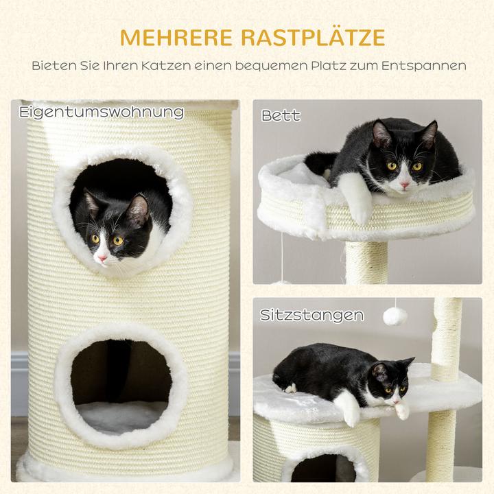 Image du produit PawHut Arbre à chat avec tonneau à griffer (100 cm, Blanc crème)